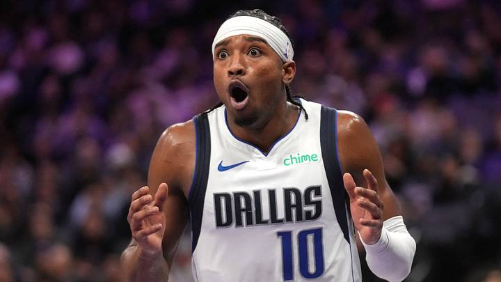 Jan 6, 2026; Sacramento, California, USA; Dallas Mavericks guard Brandon Williams (10) reacts after being called for a foul against the Sacramento Kings in the fourth quarter at the Golden 1 Center. Mandatory Credit: Cary Edmondson-Imagn Images Jan 6, 2026; Sacramento, California, USA; Dallas Mavericks guard Brandon Williams (10) reacts after being called for a foul against the Sacramento Kings in the fourth quarter at the Golden 1 Center. Mandatory Credit: Cary Edmondson-Imagn Images