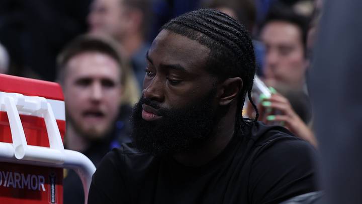 Mar 12, 2024; Salt Lake City, Utah, USA; Boston Celtics guard Jaylen Brown watches the game against the Utah Jazz from the bench in street clothes during the fourth quarter at Delta Center. Mandatory Credit: Rob Gray-USA TODAY Sports Mar 12, 2024; Salt Lake City, Utah, USA; Boston Celtics guard Jaylen Brown watches the game against the Utah Jazz from the bench in street clothes during the fourth quarter at Delta Center. Mandatory Credit: Rob Gray-USA TODAY Sports