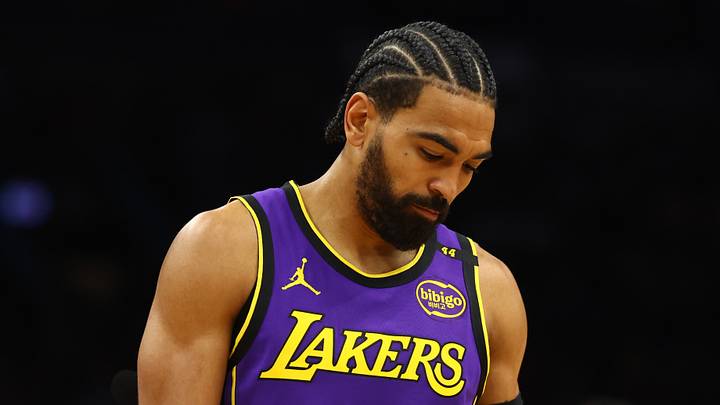 Oct 28, 2024; Phoenix, Arizona, USA; Los Angeles Lakers guard Gabe Vincent (7) reacts against the Phoenix Suns at Footprint Center. Mandatory Credit: Mark J. Rebilas-Imagn Images Oct 28, 2024; Phoenix, Arizona, USA; Los Angeles Lakers guard Gabe Vincent (7) reacts against the Phoenix Suns at Footprint Center. Mandatory Credit: Mark J. Rebilas-Imagn Images