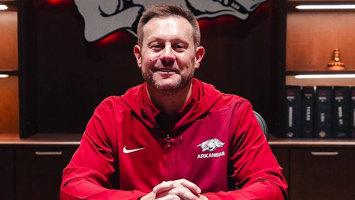 First-year Arkansas coach Ryan Silverfield sits at his office desk after accepting the Razorbacks' head coaching job. First-year Arkansas coach Ryan Silverfield sits at his office desk after accepting the Razorbacks' head coaching job.