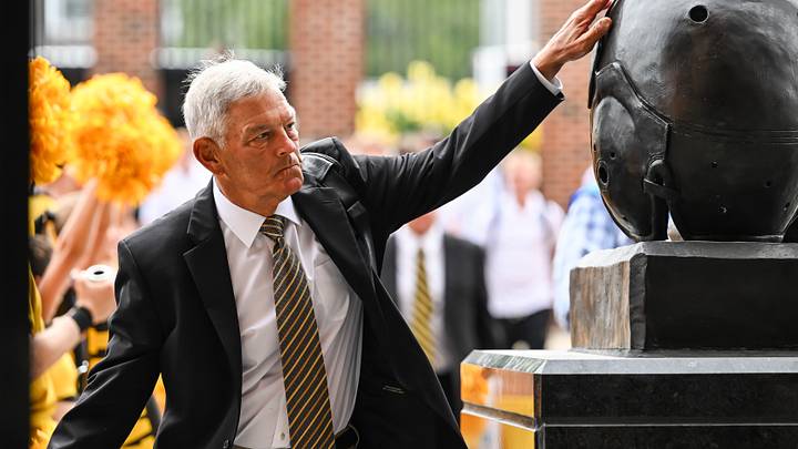 Sep 5, 2026; Iowa City, Iowa, USA; Iowa Hawkeyes head coach Kirk Ferentz enters Kinnick Stadium before the game against the Northern Illinois Huskies. Mandatory Credit: Jeffrey Becker-Imagn Images Sep 5, 2026; Iowa City, Iowa, USA; Iowa Hawkeyes head coach Kirk Ferentz enters Kinnick Stadium before the game against the Northern Illinois Huskies. Mandatory Credit: Jeffrey Becker-Imagn Images