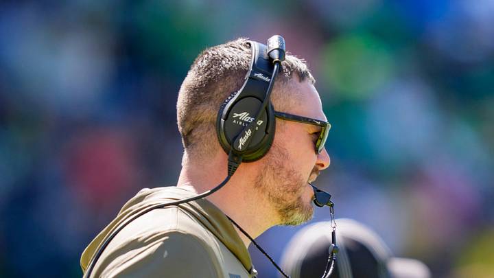 Oregon head coach Dan Lanning looks on during the Oregon Ducks annual spring game on April 25, 2026 at Autzen Stadium in Eugene, Oregon. Oregon head coach Dan Lanning looks on during the Oregon Ducks annual spring game on April 25, 2026 at Autzen Stadium in Eugene, Oregon.