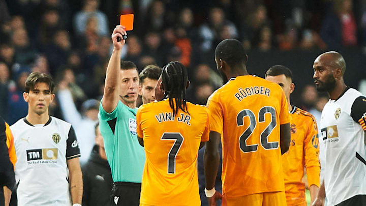 Vinícius Júnior received a straight red card against Valencia.