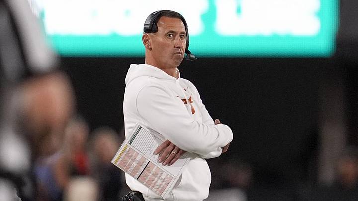 Texas Longhorns head coach Steve Sarkisian looks on in the first half against the Georgia Bulldogs at Sanford Stadium. Texas Longhorns head coach Steve Sarkisian looks on in the first half against the Georgia Bulldogs at Sanford Stadium.