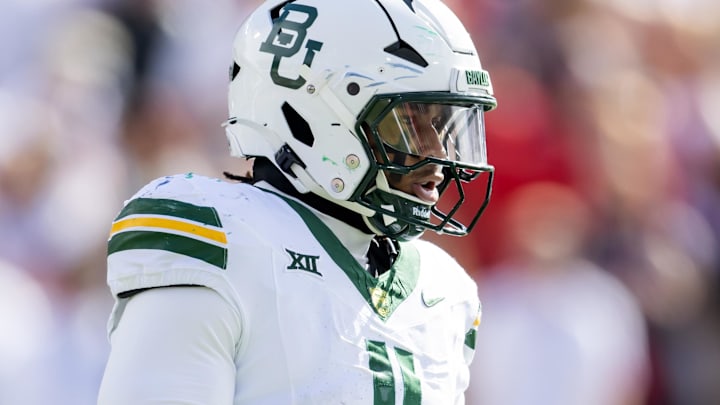 Baylor Bears linebacker Keaton Thomas (11) against the Arizona Wildcats, Nov. 22, 2025 at Casino Del Sol Stadium in Tuscon, Arizona. Baylor Bears linebacker Keaton Thomas (11) against the Arizona Wildcats, Nov. 22, 2025 at Casino Del Sol Stadium in Tuscon, Arizona.