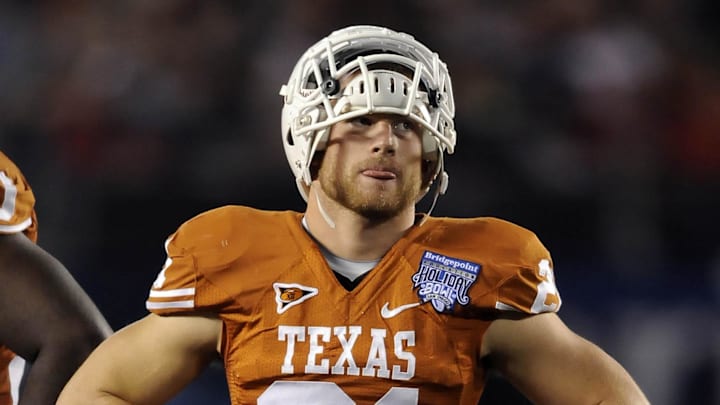 Texas Longhorns safety Blake Gideon (21) during the second quarter against the California Golden Bears in the Holiday Bowl at Qualcomm Stadium.