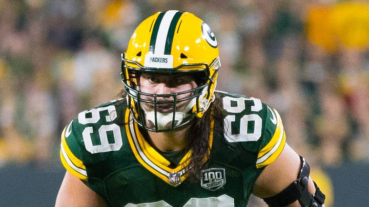 Green Bay Packers offensive tackle David Bakhtiari in 2018 against the Chicago Bears; Jeff Hanisch-USA TODAY Sports