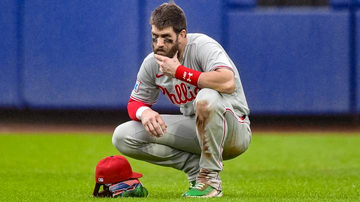 Sep 20, 2026; New York City, New York, USA; Philadelphia Phillies first baseman Bryce Harper (3) during a game against the New York Mets at Citi Field. Mandatory Credit: John Jones-Imagn Images Sep 20, 2026; New York City, New York, USA; Philadelphia Phillies first baseman Bryce Harper (3) during a game against the New York Mets at Citi Field. Mandatory Credit: John Jones-Imagn Images