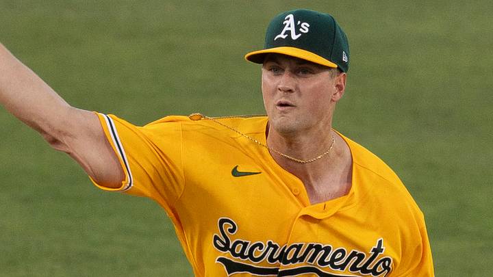 Aug 29, 2026; West Sacramento, California, USA; Athletics starting pitcher Jack Perkins (50) delivers a pitch against the Baltimore Orioles during the first inning at Sutter Health Park. Mandatory Credit: D. Ross Cameron-Imagn Images Aug 29, 2026; West Sacramento, California, USA; Athletics starting pitcher Jack Perkins (50) delivers a pitch against the Baltimore Orioles during the first inning at Sutter Health Park. Mandatory Credit: D. Ross Cameron-Imagn Images