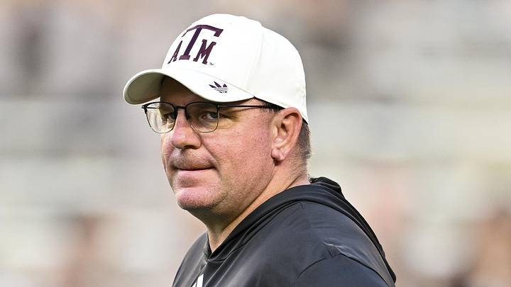 Texas A&M Aggies head coach Mike Elko looks on before the game against the Florida Gators at Kyle Field.