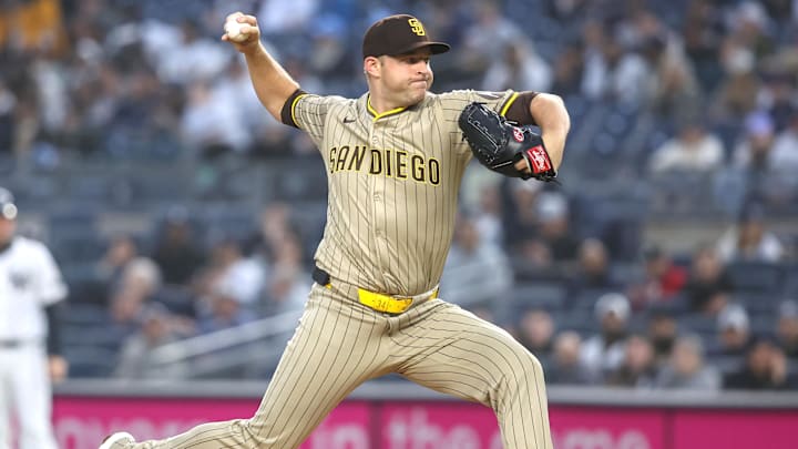 May 6, 2025; Bronx, New York, USA; San Diego Padres starting pitcher Michael King (34) pitches in the first inning against the New York Yankees at Yankee Stadium. Mandatory Credit: Wendell Cruz-Imagn Images May 6, 2025; Bronx, New York, USA; San Diego Padres starting pitcher Michael King (34) pitches in the first inning against the New York Yankees at Yankee Stadium. Mandatory Credit: Wendell Cruz-Imagn Images