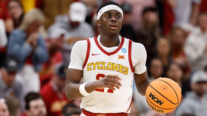 Mar 27, 2026; Chicago, IL, USA; Iowa State Cyclones guard Killyan Toure (27) moves the ball in the first half against the Tennessee Volunteers during a Sweet Sixteen game of the Midwest Regional of the men's 2026 NCAA Tournament at United Center. Mandatory Credit: Kamil Krzaczynski-Imagn Images Mar 27, 2026; Chicago, IL, USA; Iowa State Cyclones guard Killyan Toure (27) moves the ball in the first half against the Tennessee Volunteers during a Sweet Sixteen game of the Midwest Regional of the men's 2026 NCAA Tournament at United Center. Mandatory Credit: Kamil Krzaczynski-Imagn Images