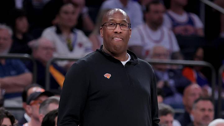 Jun 10, 2026; New York, New York, USA; New York Knicks head coach Mike Brown coaches against the San Antonio Spurs during the second quarter of game four of the 2026 NBA Finals at Madison Square Garden. Mandatory Credit: Brad Penner-Imagn Images Jun 10, 2026; New York, New York, USA; New York Knicks head coach Mike Brown coaches against the San Antonio Spurs during the second quarter of game four of the 2026 NBA Finals at Madison Square Garden. Mandatory Credit: Brad Penner-Imagn Images
