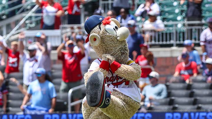 Aug 16, 2026; Cumberland, Georgia, USA; Atlanta Braves mascot Blooper throws imaginary pitch during the line up announcement before the Atlanta Braves against Arizona Diamondbacks game at Truist Park. Mandatory Credit: Jordan Godfree-Imagn Images Aug 16, 2026; Cumberland, Georgia, USA; Atlanta Braves mascot Blooper throws imaginary pitch during the line up announcement before the Atlanta Braves against Arizona Diamondbacks game at Truist Park. Mandatory Credit: Jordan Godfree-Imagn Images