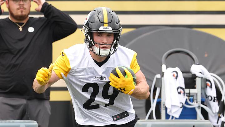 Jun 9, 2026; Pittsburgh, PA, USA; Pittsburgh Steelers running back Eli Heidenreich (29) participates in drills during Minicamp at UPMC Rooney Sports Complex. Mandatory Credit: Charles LeClaire-Imagn Images Jun 9, 2026; Pittsburgh, PA, USA; Pittsburgh Steelers running back Eli Heidenreich (29) participates in drills during Minicamp at UPMC Rooney Sports Complex. Mandatory Credit: Charles LeClaire-Imagn Images