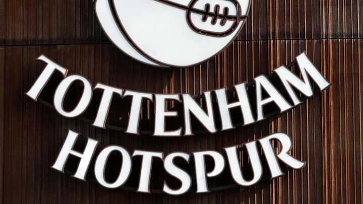 Oct 11, 2025; London, United Kingdom; The Tottenham Hotspur cockerel logo at Tottenham Hotspur Stadium. Mandatory Credit: Kirby Lee-Imagn Images