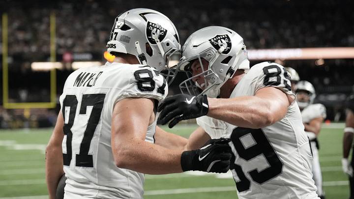 Michael Mayer and Brock Bowers shared the field plenty for the Raiders in Week 3. Michael Mayer and Brock Bowers shared the field plenty for the Raiders in Week 3.