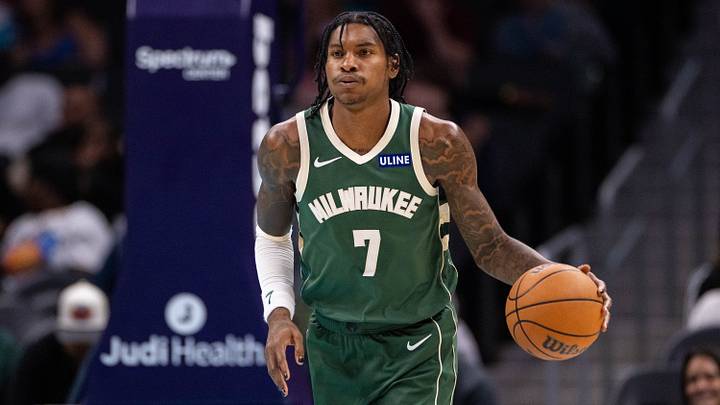 Oct 11, 2026; Charlotte, North Carolina, USA; Milwaukee Bucks guard Kevin Porter Jr. (7) brings the ball up court against the Charlotte Hornets during the third quarter at Spectrum Center. Mandatory Credit: Scott Kinser-Imagn Images