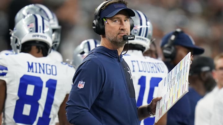 Dallas Cowboys head coach Brian Schottenheimer during the first half against the Minnesota Vikings.