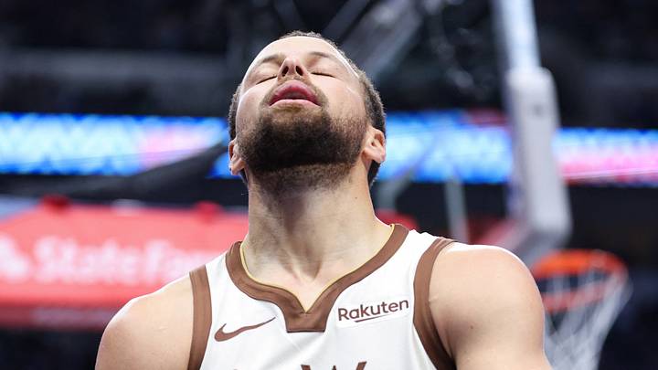 Jan 22, 2026; Dallas, Texas, USA;  Golden State Warriors guard Stephen Curry (30) reacts against the Dallas Mavericks during the second half at American Airlines Center. Mandatory Credit: Kevin Jairaj-Imagn Images