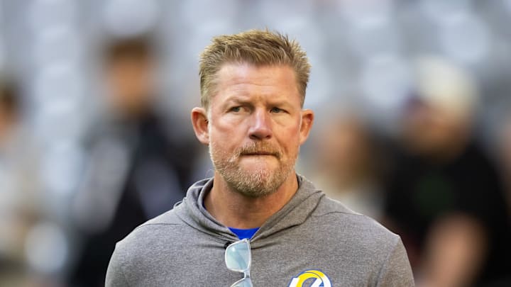 Nov 26, 2023; Glendale, Arizona, USA; Los Angeles Rams general manager Les Snead against the Arizona Cardinals at State Farm Stadium. Mandatory Credit: Mark J. Rebilas-USA TODAY Sports