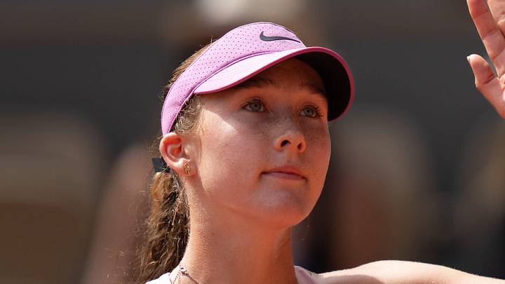 Mira Andreeva after winning her match against Marie Bouzkova