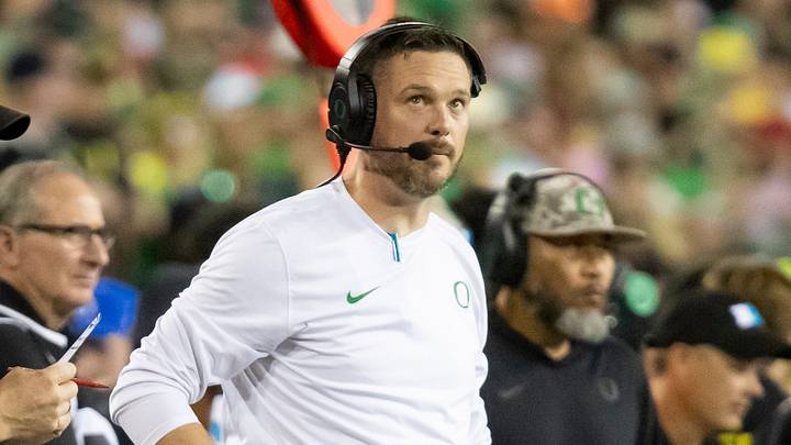 Oregon head coach Dan Lanning looks on as the No. 3 Oregon Ducks host the No. 2 Ohio State Buckeyes Saturday, Oct. 12, 2024 at Autzen Stadium in Eugene, Ore. Oregon head coach Dan Lanning looks on as the No. 3 Oregon Ducks host the No. 2 Ohio State Buckeyes Saturday, Oct. 12, 2024 at Autzen Stadium in Eugene, Ore.
