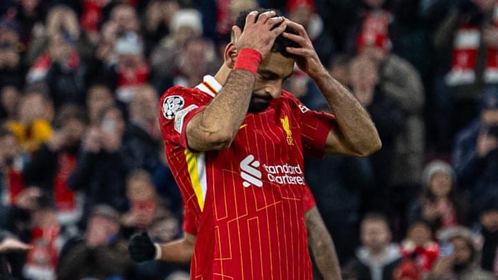 Mohamed Salah reacts after missing a penalty despite Liverpool's 2–0 victory over Real Madrid. Mohamed Salah reacts after missing a penalty despite Liverpool's 2–0 victory over Real Madrid.