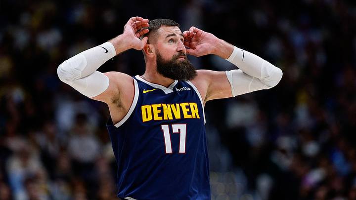 Mar 5, 2026; Denver, Colorado, USA; Denver Nuggets center Jonas Valanciunas (17) reacts in the fourth quarter against the Los Angeles Lakers at Ball Arena. Mandatory Credit: Isaiah J. Downing-Imagn Images Mar 5, 2026; Denver, Colorado, USA; Denver Nuggets center Jonas Valanciunas (17) reacts in the fourth quarter against the Los Angeles Lakers at Ball Arena. Mandatory Credit: Isaiah J. Downing-Imagn Images
