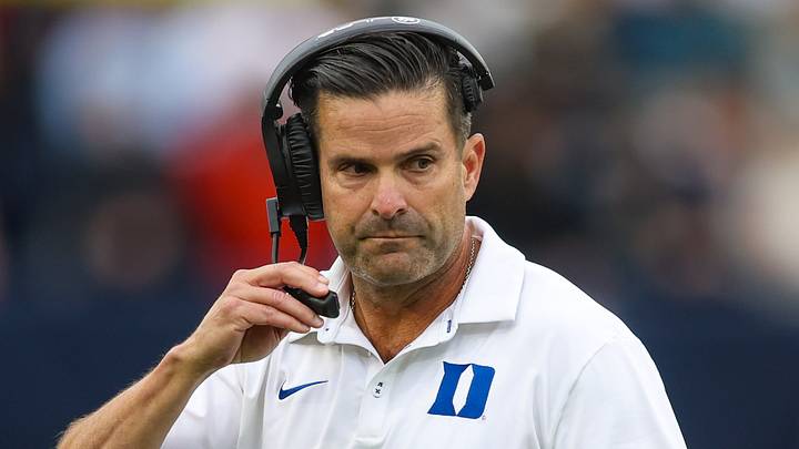 Oct 10, 2026; Atlanta, Georgia, USA; Duke Blue Devils head coach Manny Diaz talks to a referee against the Georgia Tech Yellow Jackets in the second quarter at Bobby Dodd Stadium at Hyundai Field. Mandatory Credit: Brett Davis-Imagn Images Oct 10, 2026; Atlanta, Georgia, USA; Duke Blue Devils head coach Manny Diaz talks to a referee against the Georgia Tech Yellow Jackets in the second quarter at Bobby Dodd Stadium at Hyundai Field. Mandatory Credit: Brett Davis-Imagn Images