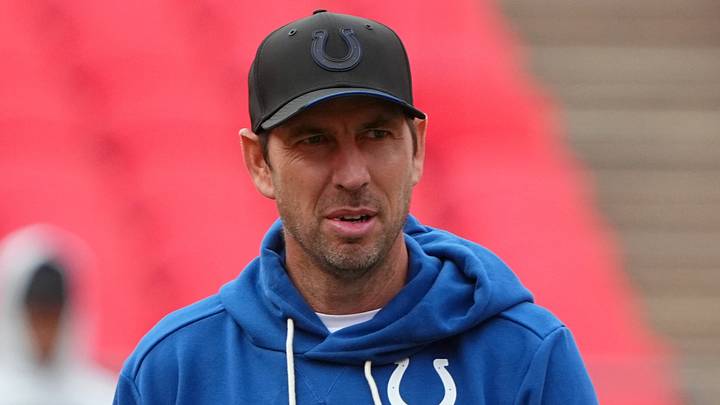  Indianapolis Colts head coach Shane Steichen looks on during warmups 