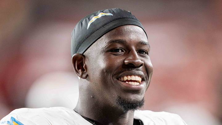 August 23, 2025; Santa Clara, California, USA; Los Angeles Chargers linebacker Marlowe Wax (58) after the game against the San Francisco 49ers at Levi's Stadium. Mandatory Credit: Kyle Terada-Imagn Images