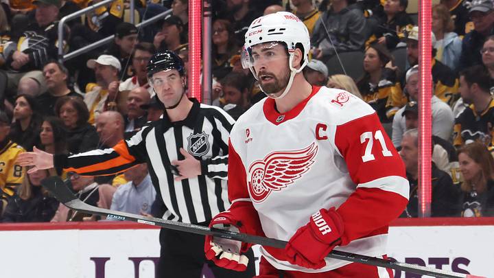 Mar 31, 2026; Pittsburgh, Pennsylvania, USA; Detroit Red Wings center Dylan Larkin (71) celebrates his power play goal against the Pittsburgh Penguins during the second period at PPG Paints Arena. Mandatory Credit: Charles LeClaire-Imagn Images Mar 31, 2026; Pittsburgh, Pennsylvania, USA; Detroit Red Wings center Dylan Larkin (71) celebrates his power play goal against the Pittsburgh Penguins during the second period at PPG Paints Arena. Mandatory Credit: Charles LeClaire-Imagn Images