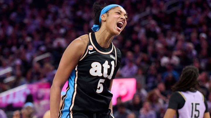 Jun 26, 2026; San Francisco, California, USA; Atlanta Dream forward Angel Reese (5) reacts after making a basket against the Golden State Valkyries during the fourth quarter at Chase Center. Mandatory Credit: Robert Edwards-Imagn Images Jun 26, 2026; San Francisco, California, USA; Atlanta Dream forward Angel Reese (5) reacts after making a basket against the Golden State Valkyries during the fourth quarter at Chase Center. Mandatory Credit: Robert Edwards-Imagn Images