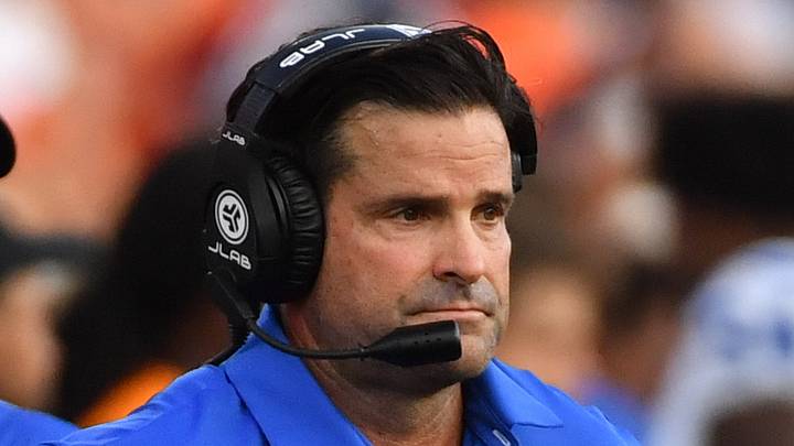 Sep 12, 2026; Champaign, Illinois, USA;  Duke Blue Devils head coach Manny Diaz watches from the sidelines during the second half against the Illinois Fighting Illini at Gies Memorial Stadium.  Mandatory Credit: Ron Johnson-Imagn Images