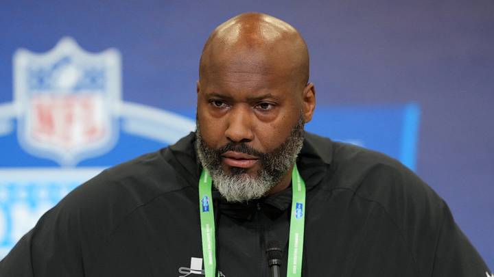 Feb 24, 2026; Indianapolis, IN, USA; Detroit Lions general manager Brad Holmes speaks at the NFL Scouting Combine at the Indiana Convention Center. Mandatory Credit: Kirby Lee-Imagn Images