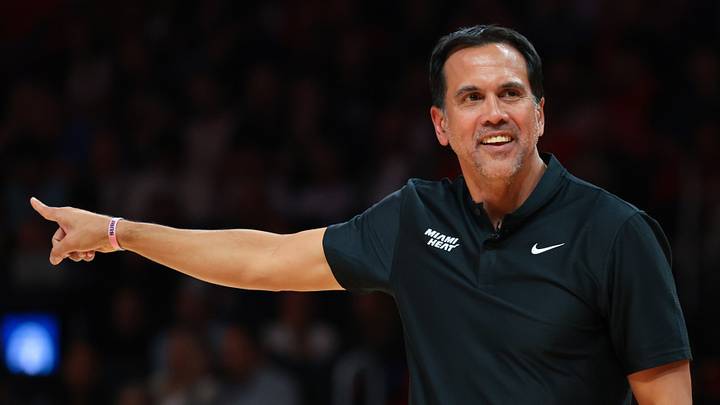 Oct 21, 2026; Miami, Florida, USA; Miami Heat head coach Erik Spoelstra signals against the Minnesota Timberwolves during the third quarter at Kaseya Center. Mandatory Credit: Sam Navarro-Imagn Images Oct 21, 2026; Miami, Florida, USA; Miami Heat head coach Erik Spoelstra signals against the Minnesota Timberwolves during the third quarter at Kaseya Center. Mandatory Credit: Sam Navarro-Imagn Images