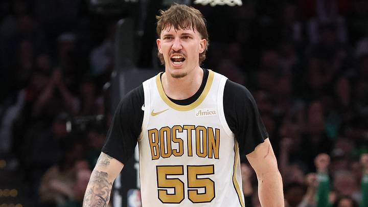 Apr 12, 2026; Boston, Massachusetts, USA; Boston Celtics guard Baylor Scheierman (55) reacts during the second half against the Orlando Magic at TD Garden. Mandatory Credit: Paul Rutherford-Imagn Images Apr 12, 2026; Boston, Massachusetts, USA; Boston Celtics guard Baylor Scheierman (55) reacts during the second half against the Orlando Magic at TD Garden. Mandatory Credit: Paul Rutherford-Imagn Images