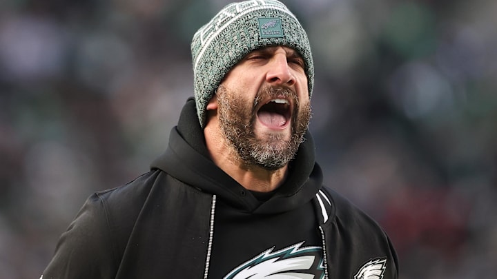Nov 28, 2025; Philadelphia, Pennsylvania, USA; Philadelphia Eagles head coach Nick Sirianni reacts during the second quarter of the game against the Chicago Bears at Lincoln Financial Field. Nov 28, 2025; Philadelphia, Pennsylvania, USA; Philadelphia Eagles head coach Nick Sirianni reacts during the second quarter of the game against the Chicago Bears at Lincoln Financial Field.