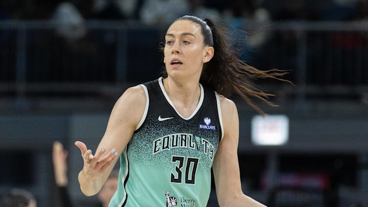 Breanna Stewart (30 New York Liberty) reacts to a play on May 22, 2025. Breanna Stewart (30 New York Liberty) reacts to a play on May 22, 2025.