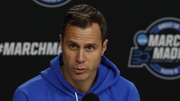 Mar 26, 2026; Washington, DC, USA; Duke Blue Devils head coach Jon Scheyer speaks with the media during a press conference ahead of the east regional of the men's 2026 NCAA Tournament at Capital One Arena. Mandatory Credit: Geoff Burke-Imagn Images Mar 26, 2026; Washington, DC, USA; Duke Blue Devils head coach Jon Scheyer speaks with the media during a press conference ahead of the east regional of the men's 2026 NCAA Tournament at Capital One Arena. Mandatory Credit: Geoff Burke-Imagn Images