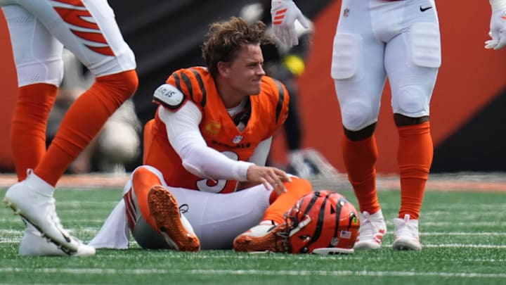 Bengals quarterback Joe Burrow injured against Jaguars. Bengals quarterback Joe Burrow injured against Jaguars.