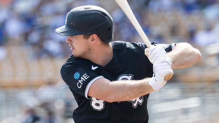 Feb 26, 2026; Phoenix, Arizona, USA; Chicago White Sox catcher Kyle Teel against the Los Angeles Dodgers during a spring training game at Camelback Ranch-Glendale. Mandatory Credit: Mark J. Rebilas-Imagn Images Feb 26, 2026; Phoenix, Arizona, USA; Chicago White Sox catcher Kyle Teel against the Los Angeles Dodgers during a spring training game at Camelback Ranch-Glendale. Mandatory Credit: Mark J. Rebilas-Imagn Images
