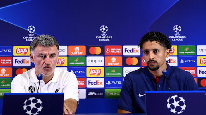 Galtier et Marquinhos en conférence de presse avant PSG - Macabi Haïfa