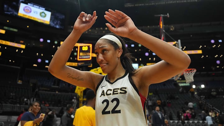  Los Angeles, California, USA; Las Vegas Aces forward A'ja Wilson (22) 