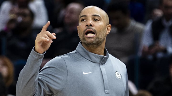 Mar 25, 2026; San Francisco, California, USA; Brooklyn Nets head coach Jordi Fernandez gestures during the second quarter against the Golden State Warriors at Chase Center. Mandatory Credit: John Hefti-Imagn Images