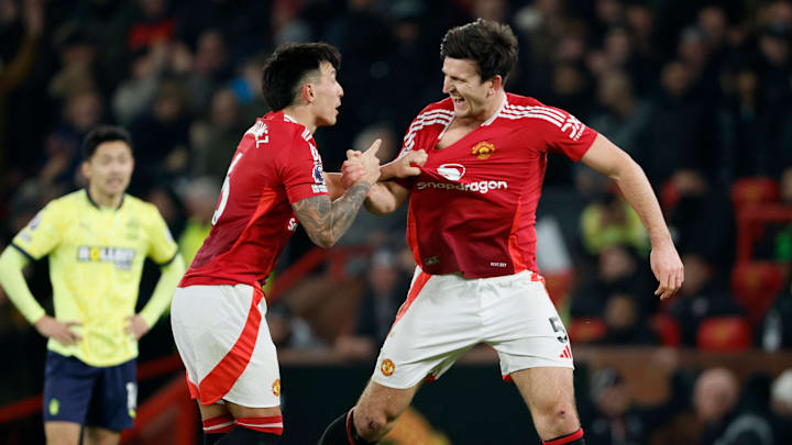 Lisandro Martínez (left) and Harry Maguire (right) will hope to keep Manchester United's first clean sheet since Dec. 1.