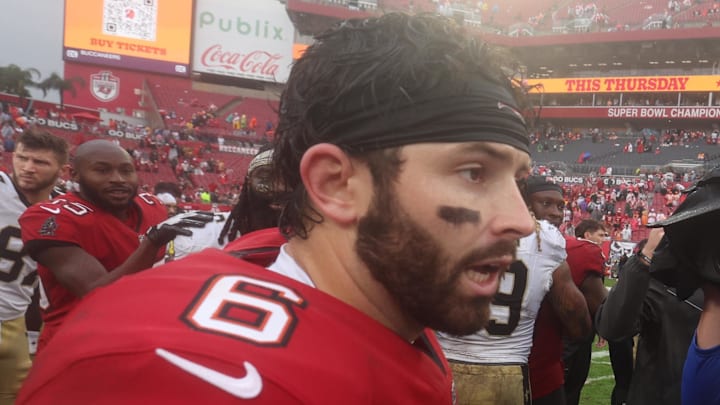 Tampa Bay Buccaneers QB Baker Mayfield wasn't in a good mood after the team's embarrassing loss to the Saints in Week 14. (Mandatory Credit: Nathan Ray Seebeck-Imagn Images) Tampa Bay Buccaneers QB Baker Mayfield wasn't in a good mood after the team's embarrassing loss to the Saints in Week 14. (Mandatory Credit: Nathan Ray Seebeck-Imagn Images)