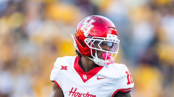 Oct 25, 2025; Tempe, Arizona, USA; Houston Cougars wide receiver Koby Young (18) against the Arizona State Sun Devils at Mountain America Stadium. Mandatory Credit: Mark J. Rebilas-Imagn Images Oct 25, 2025; Tempe, Arizona, USA; Houston Cougars wide receiver Koby Young (18) against the Arizona State Sun Devils at Mountain America Stadium. Mandatory Credit: Mark J. Rebilas-Imagn Images