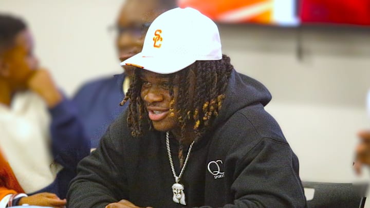 Former Escambia running back, and top junior college recruit, Waymond Jordan Jr. signed with the University of Southern California during a ceremony on Sunday, Jan. 5, 2024. Former Escambia running back, and top junior college recruit, Waymond Jordan Jr. signed with the University of Southern California during a ceremony on Sunday, Jan. 5, 2024.